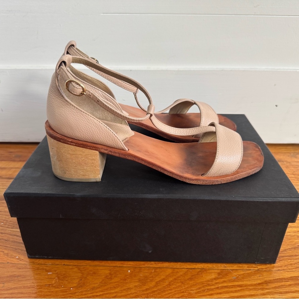 Rachel Comey Tan Leather Block Heel Sandals